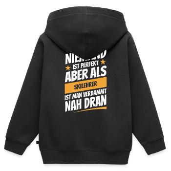 Niemand ist perfekt - Skilehrer - Spruch - Kinder Premium Organic Zip Hoodie - Schwarz - Hinten - AI Model Kid Male (0cm)