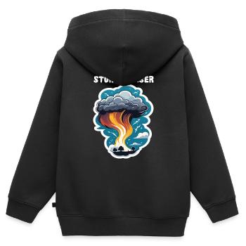 Junior Storm Chaser Storm Chaser Enfants Storm Chaser - Sweat Premium à capuche zippé enfant bio - noir - Dos - AI Model Kid Male (0cm)