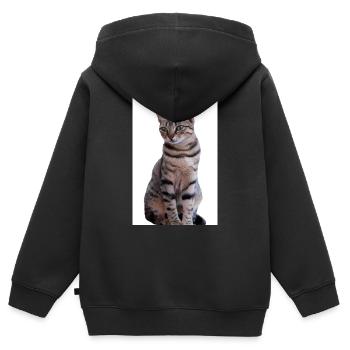 Chat chat noir chaton - Sweat Premium à capuche zippé enfant bio - noir - Dos - AI Model Kid Male (0cm)