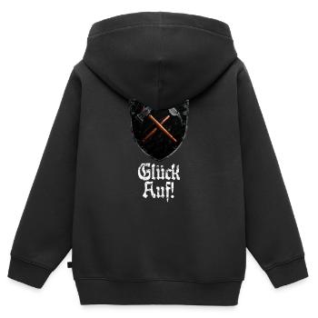 Bonne chance sur le logo minage mineur maillet et fer - Sweat Premium à capuche zippé enfant bio - noir - Dos - AI Model Kid Male (0cm)