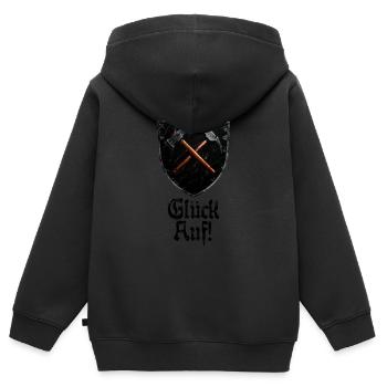 Bonne chance sur le logo minage mineur maillet et fer - Sweat Premium à capuche zippé enfant bio - noir - Dos - AI Model Kid Male (0cm)