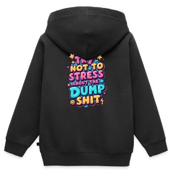 Essayez de ne pas stresser - Sweat Premium à capuche zippé enfant bio - noir - Dos - AI Model Kid Male (0cm)