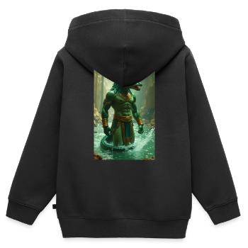 Sobek, godin à tête de crocodile dans le Nil - Sweat Premium à capuche zippé enfant bio - noir - Dos - AI Model Kid Male (0cm)