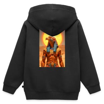Ra, dieu du soleil à tête de faucon avec un soleil brillant - Sweat Premium à capuche zippé enfant bio - noir - Dos - AI Model Kid Male (0cm)