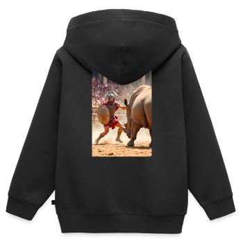 Stahl trifft Horn, slawischer Sturm stoppt römischen Donner - Kinder Premium Organic Zip Hoodie - Schwarz - Hinten - AI Model Kid Male (0cm)