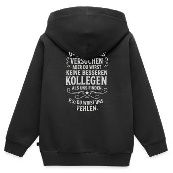 Kollegen Abschied Kollege Jobwechsel - Kinder Premium Organic Zip Hoodie - Schwarz - Hinten - AI Model Kid Male (0cm)