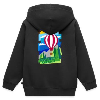 Good Times (balloon, landscape) - Kids Premium Organic Zip-up Hoodie - black - Back - AI Model Kid Male (0cm)