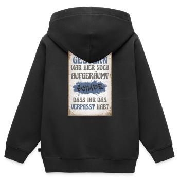Gestern war hier noch aufgeräumt - Kinder Premium Organic Zip Hoodie - Schwarz - Hinten - AI Model Kid Male (0cm)
