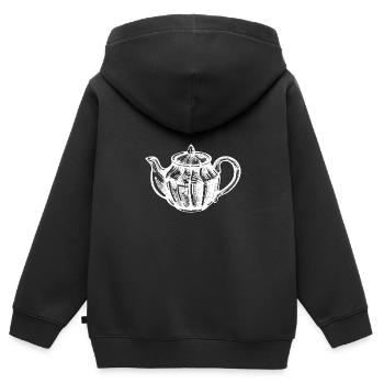 Skizze Teekanne - Kinder Premium Organic Zip Hoodie - Schwarz - Hinten - AI Model Kid Male (0cm)