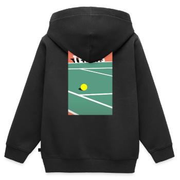 Minimalistisches Tennis Spielfeld Sport - Kinder Premium Organic Zip Hoodie - Schwarz - Hinten - AI Model Kid Male (0cm)