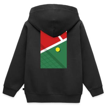 Minimalistisches Tennis Spielfeld Sport - Kinder Premium Organic Zip Hoodie - Schwarz - Hinten - AI Model Kid Male (0cm)