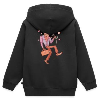In love skeleton with carnivorous flower - Kids Premium Organic Zip-up Hoodie - black - Back - AI Model Kid Male (0cm)