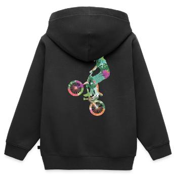 Fahrrad Stunt Tricks Radfahrer BMX - Kinder Premium Organic Zip Hoodie - Schwarz - Hinten - AI Model Kid Male (0cm)