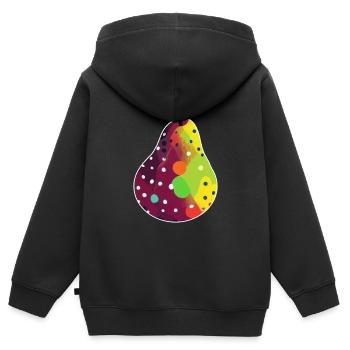 BIRNE POP ART - Kinder Premium Organic Zip Hoodie - Schwarz - Hinten - AI Model Kid Male (0cm)