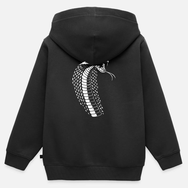 Cobra - Serpent - Sweat Premium à capuche zippé enfant bio - noir
