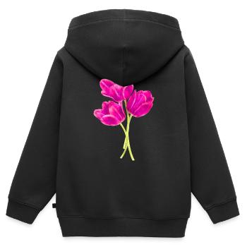Wasserfarben Blumen Frühling Frühlingsanfang Tulpe - Kinder Premium Organic Zip Hoodie - Schwarz - Hinten - AI Model Kid Male (0cm)