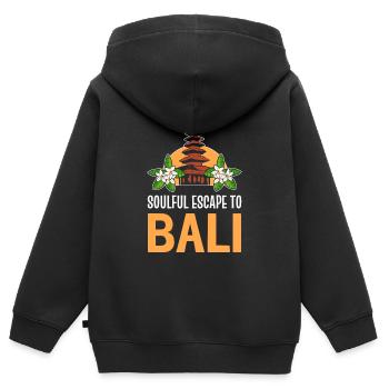 Bali - Sweat Premium à capuche zippé enfant bio - noir - Dos - AI Model Kid Male (0cm)