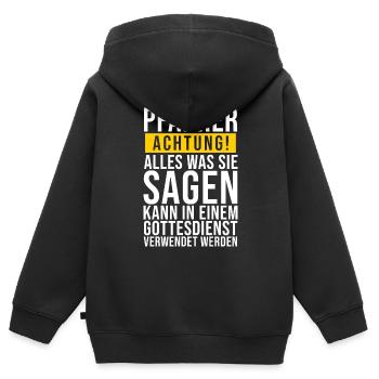 Pfarrer Lustige Geschenkidee - Kinder Premium Organic Zip Hoodie - Schwarz - Hinten - AI Model Kid Male (0cm)
