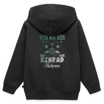 Einradfahrer fahren Einrad auf Unicycle - Kinder Premium Organic Zip Hoodie - Schwarz - Hinten - AI Model Kid Male (0cm)