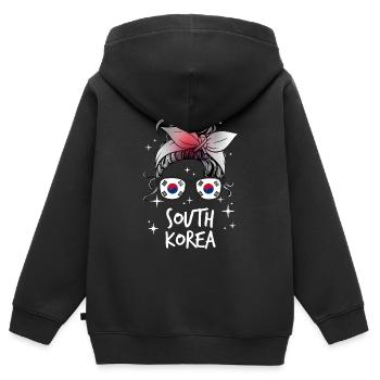Corée du Sud - Sweat Premium à capuche zippé enfant bio - noir - Dos - AI Model Kid Male (0cm)