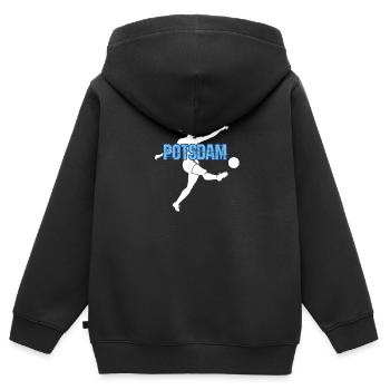 Potsdam, ma ville ! - Sweat Premium à capuche zippé enfant bio - noir - Dos - AI Model Kid Male (0cm)