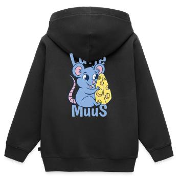 Lütje Muus Plattdeutsch Maus - Kinder Premium Organic Zip Hoodie - Schwarz - Hinten - AI Model Kid Male (0cm)