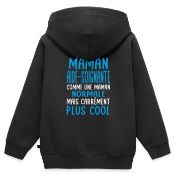 J'ai une maman aide-soignante plus cool - Sweat Premium à capuche zippé enfant bio - noir - Dos - AI Model Kid Male (0cm)
