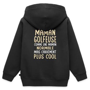 J'ai une maman golfeuse plus cool - Sweat Premium à capuche zippé enfant bio - noir - Dos - AI Model Kid Male (0cm)