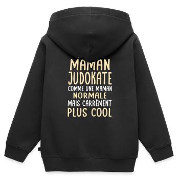 J'ai une maman judokate plus cool - Sweat Premium à capuche zippé enfant bio - noir - Dos - AI Model Kid Male (0cm)