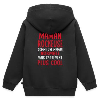 J'ai une maman rockeuse plus cool - Sweat Premium à capuche zippé enfant bio - noir - Dos - AI Model Kid Male (0cm)