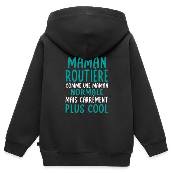 J'ai une maman routière plus cool - Sweat Premium à capuche zippé enfant bio - noir - Dos - AI Model Kid Male (0cm)