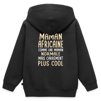J'ai une maman Africaine plus cool - Sweat Premium à capuche zippé enfant bio - noir - Dos - AI Model Kid Male (0cm)
