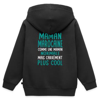 J'ai une maman Marocaine plus cool - Sweat Premium à capuche zippé enfant bio - noir - Dos - AI Model Kid Male (0cm)