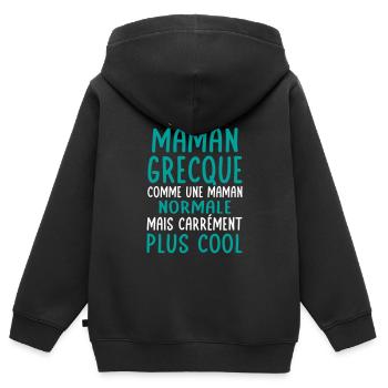 J'ai une maman Grecque plus cool - Sweat Premium à capuche zippé enfant bio - noir - Dos - AI Model Kid Male (0cm)