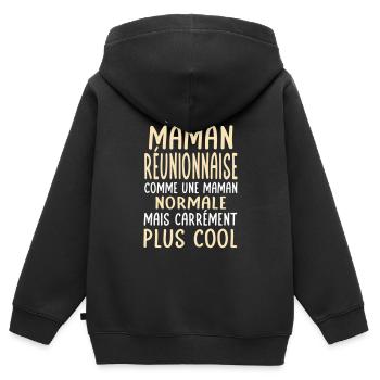 J'ai une maman Réunionnaise plus cool - Sweat Premium à capuche zippé enfant bio - noir - Dos - AI Model Kid Male (0cm)
