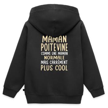 J'ai une maman Poitevine plus cool - Sweat Premium à capuche zippé enfant bio - noir - Dos - AI Model Kid Male (0cm)