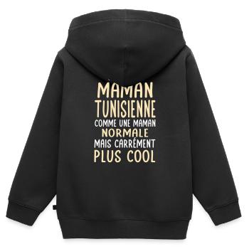 J'ai une maman Tunisienne plus cool - Sweat Premium à capuche zippé enfant bio - noir - Dos - AI Model Kid Male (0cm)
