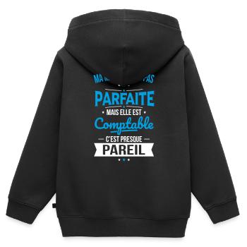 Ma maman n'est pas parfaite - Comptable - Sweat Premium à capuche zippé enfant bio - noir - Dos - AI Model Kid Male (0cm)