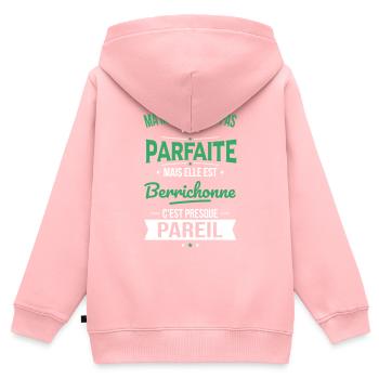 J'ai une maman Berrichonne plus cool - Sweat Premium à capuche zippé enfant bio - rose - Dos - AI Model Kid Female (0cm)