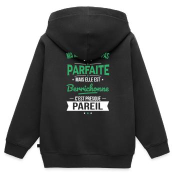 J'ai une maman Berrichonne plus cool - Sweat Premium à capuche zippé enfant bio - noir - Dos - AI Model Kid Male (0cm)