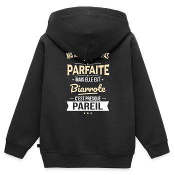Ma maman n'est pas parfaite - Biarrote - Sweat Premium à capuche zippé enfant bio - noir - Dos - AI Model Kid Male (0cm)