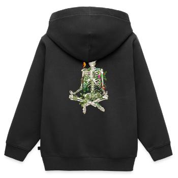 YOGA MEDITATION SKELETT – SKELETT UND BLUMEN - Kinder Premium Organic Zip Hoodie - Schwarz - Hinten - AI Model Kid Male (0cm)
