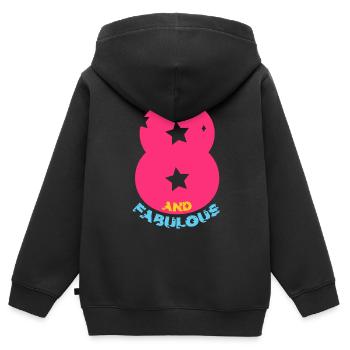 8 ET FABULEUSE LICORNE 8E ANNIVERSAIRE - Sweat Premium à capuche zippé enfant bio - noir - Dos - AI Model Kid Male (0cm)