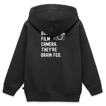 Filmkamera Korn gefüttert lustige Fotografie Geschenk - Kinder Premium Organic Zip Hoodie - Schwarz - Hinten - AI Model Kid Male (0cm)