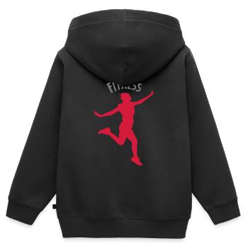 Fitness - Kinder Premium Organic Zip Hoodie - Schwarz - Hinten - AI Model Kid Male (0cm)