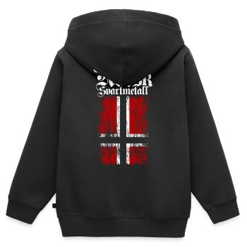 (Trve) Norwegian Black Metal - Norsk Svartmetall - Kinder Premium Organic Zip Hoodie - Schwarz - Hinten - AI Model Kid Male (0cm)