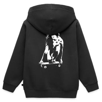 Skater Girl rolling Street Art - Kinder Premium Organic Zip Hoodie - Schwarz - Hinten - AI Model Kid Male (0cm)