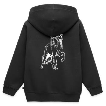 Island Hengst weiß - Kinder Premium Organic Zip Hoodie - Schwarz - Hinten - AI Model Kid Male (0cm)