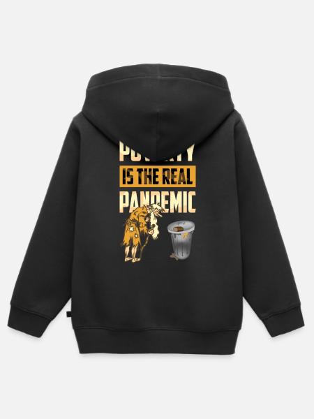 Armoede is de echte pandemie - Kinder Premium zip hoodie biologisch - zwart