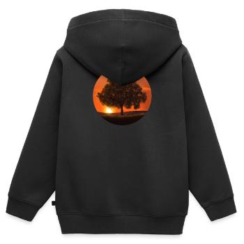 Baum - Kinder Premium Organic Zip Hoodie - Schwarz - Hinten - AI Model Kid Male (0cm)